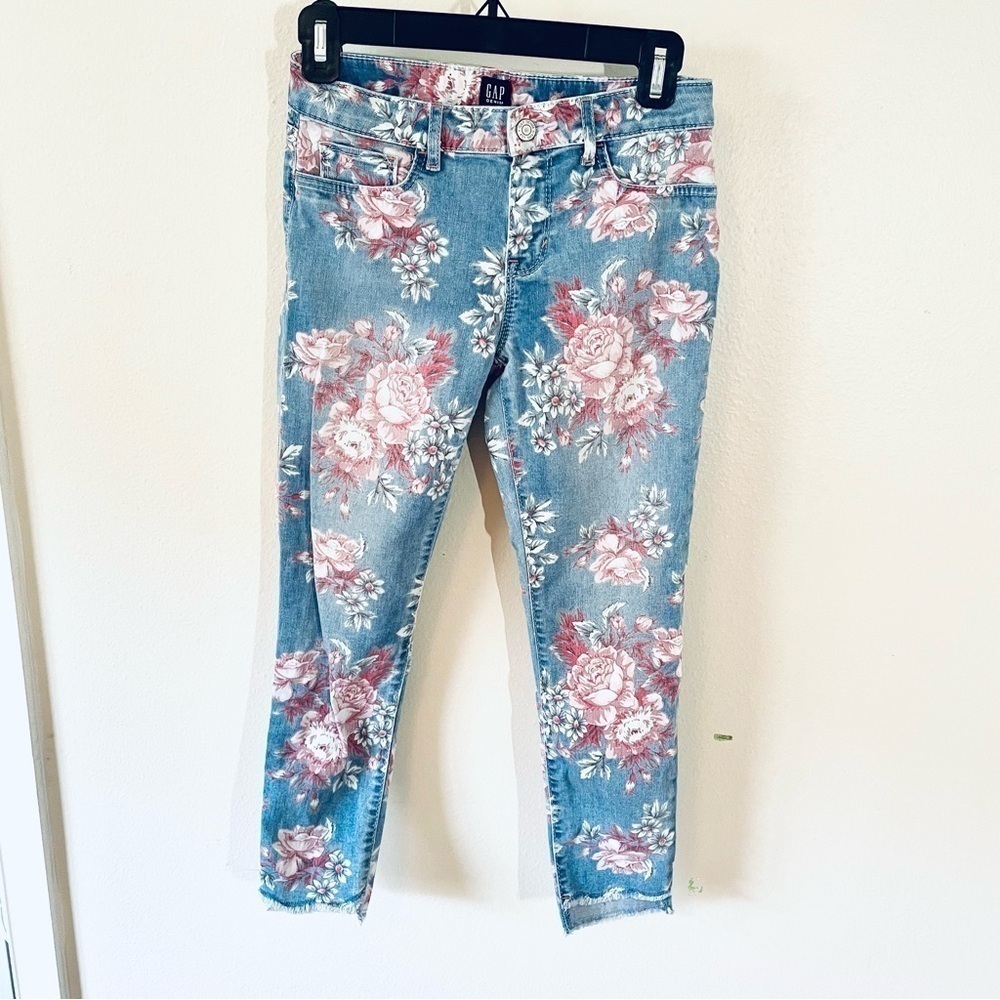 GAP Kids Step-Hem Floral Jeans with Stretch, Size 14 Regular